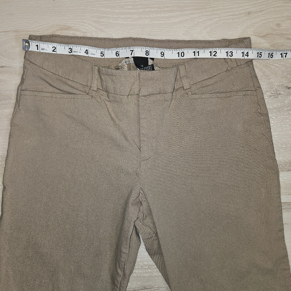 AB StudioTan Khaki Stretch Chino Dress Pants Size 10 Rayon Blend Career Trousers - Picture 2 of 9
